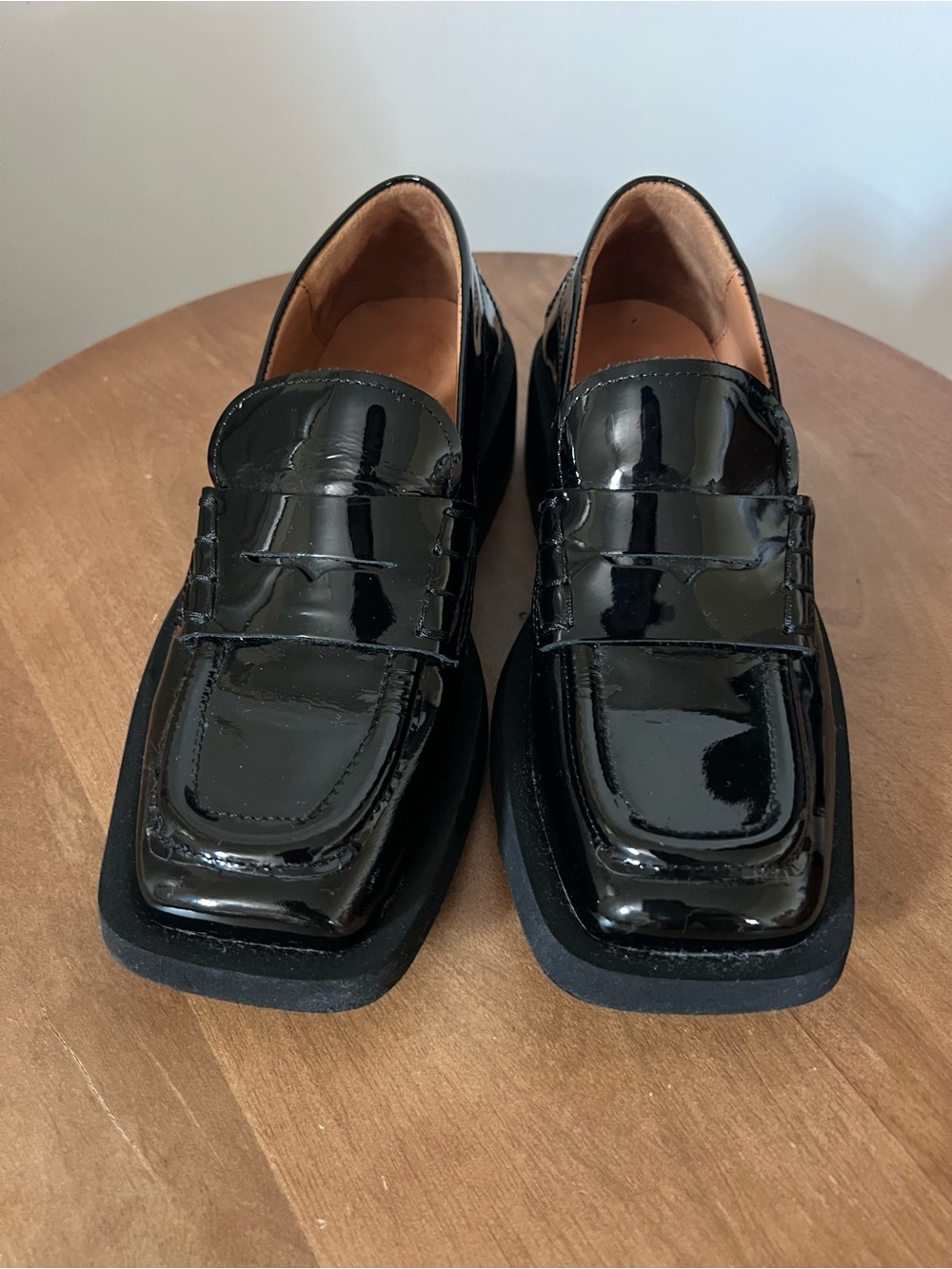 Classic Black Patent Penny Loafers for Women by Ganni